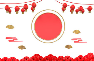 2019新年金色红色海报模板_红色金色春节舞台