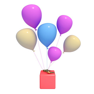 彩色气球礼盒海报模板_彩色气球礼盒