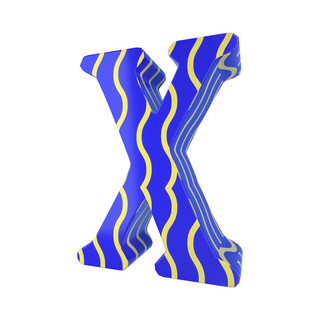 C4D孟菲斯风格立体字母X装饰