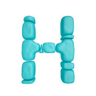 C4D柔体泡沫立体字母H元素