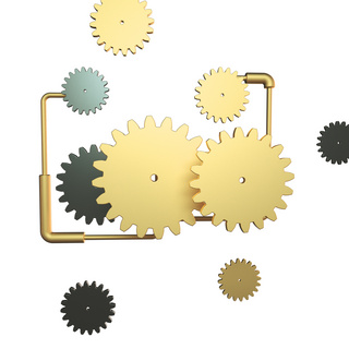 c4d立体黑金齿轮组合齿轮