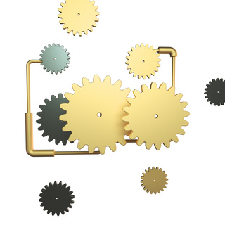 装饰组合海报模板_C4D立体黑金齿轮组合齿轮