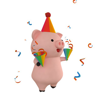 c4d立体庆祝小猪免费下载