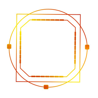 颜色海报模板_不规则圆黄颜色方组合边框