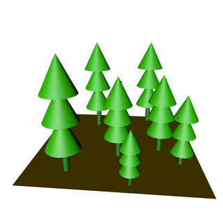 三维立体绿色海报模板_C4D树木免扣模型PNG
