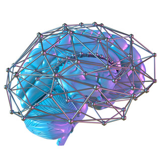 科技智能大脑数据蓝色线框医疗框架线条