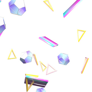 三角形彩带海报模板_立体漂浮几何元素