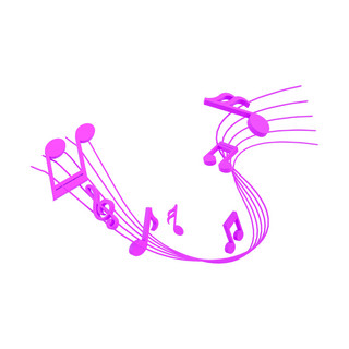 装饰音乐符号海报模板_C4D柔紫色五线谱音符装饰