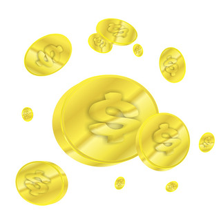 金色漂浮元素海报模板_美元符号金币立体金色漂浮元素原创