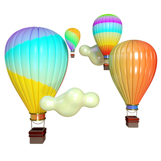 军舰三维模型海报模板_五四青年彩色热气球三维电商空间