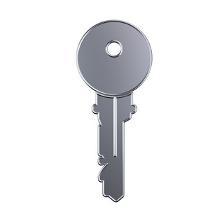 3d银色金属质感钥匙装饰