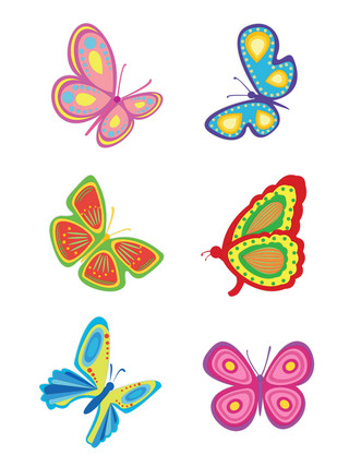 卡通蝴蝶蝴蝶海报模板_卡通可爱蝴蝶元素之纸片风套图