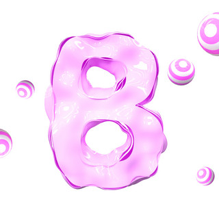 C4D立体粉色卡通创意抽象英文字母B