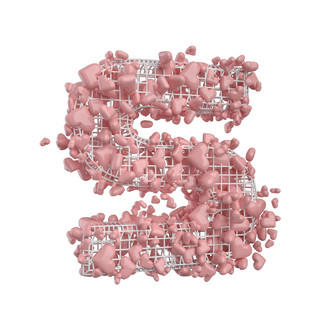 心形图标海报模板_C4D创意心形立体字母S