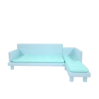 凳子沙发海报模板_仿真青色简约沙发