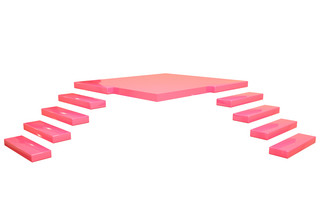 装饰粉红色海报模板_C4D粉红色质感字体台阶免抠图元素