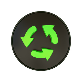 标识黑色海报模板_C4D黑绿立体可回收物品标识
