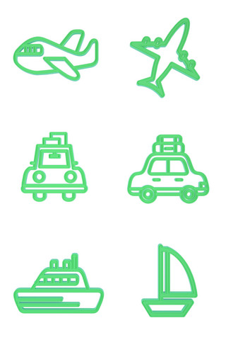 定位图标海报模板_C4D 3D绿色立体旅游常用定位类图标