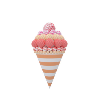 甜筒冰激凌海报模板_C4D立体五彩冰激凌