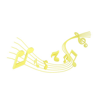 装饰音乐符号海报模板_C4D柔黄色五线谱音符装饰