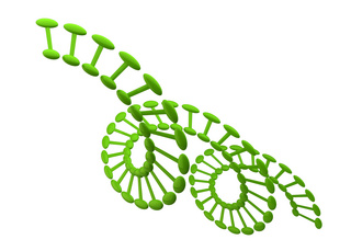 绿色螺旋3d立体DNA医学细胞