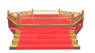 农历新年猪年海报模板_红色金色春节舞台