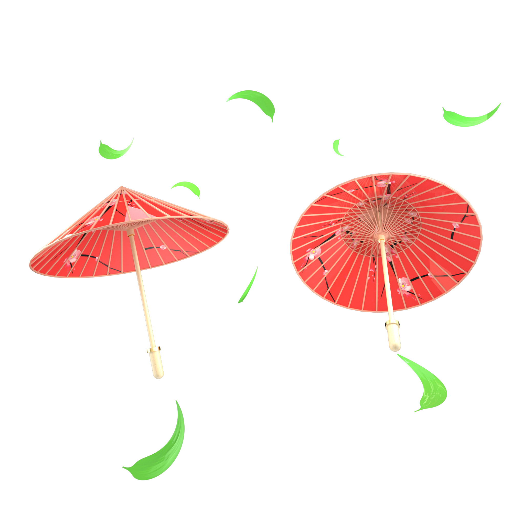 中国风木质传统红色雨伞图片