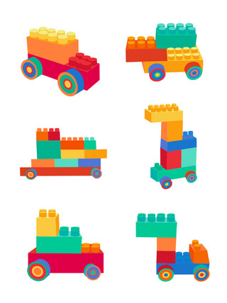儿童节展架海报模板_儿童玩具彩色积木之卡通可爱拼接玩具车