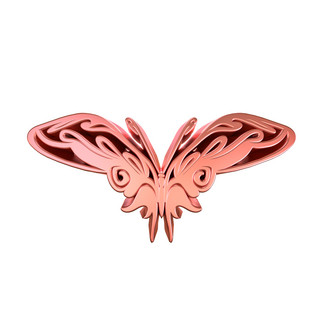 昆虫金属海报模板_C4D粉色金属质感蝴蝶装饰