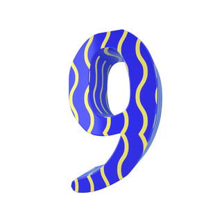 C4D孟菲斯风格立体数字9装饰