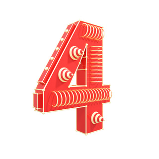 立体数字c4d海报模板_C4D红金色喜庆立体创意科技感阿拉伯数字4