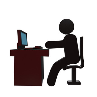 男人在办公室的桌上电脑图标