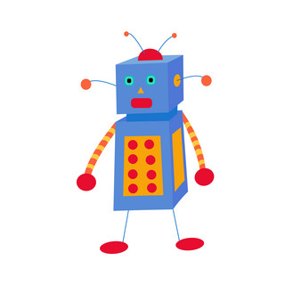 智能机器人海报模板_儿童玩具元素之卡通可爱机器人