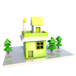 模型房子海报模板_C4D房屋城市房子