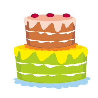 卡通蛋糕海报模板_可商用手绘卡通矢量食物双层蛋糕