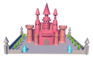 C4D卡通城堡