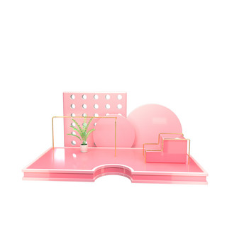 女人用品海报模板_女王节3D粉色场景