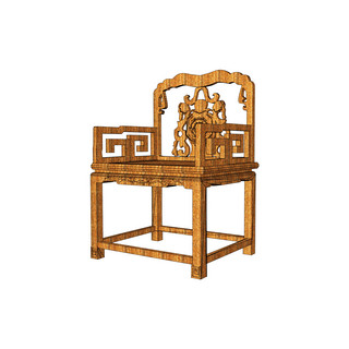 3D中国风木质古典椅