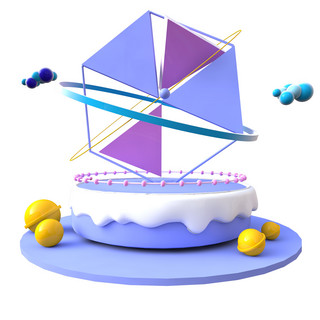清新生日蛋糕海报模板_C4D节日庆祝暖色系风车蛋糕