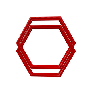 六边形圆角海报模板_C4D创意红色六边形复古装饰边框