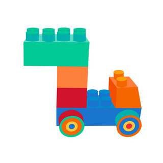 彩色玩具海报模板_儿童玩具彩色积木之卡通可爱拼接玩具车