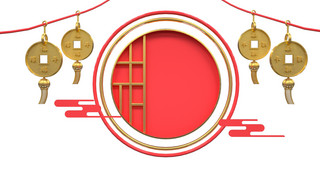 春节放假通知海报模板_红色金色春节舞台