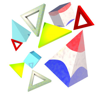 3d舞台金属海报模板_几何整体三角形3D立体