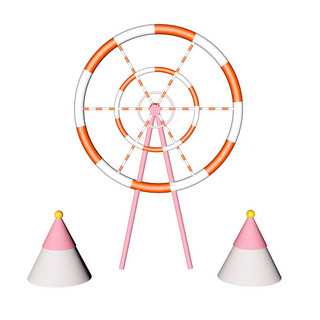圆球几何海报模板_大气C4D风车装饰促销模型设计