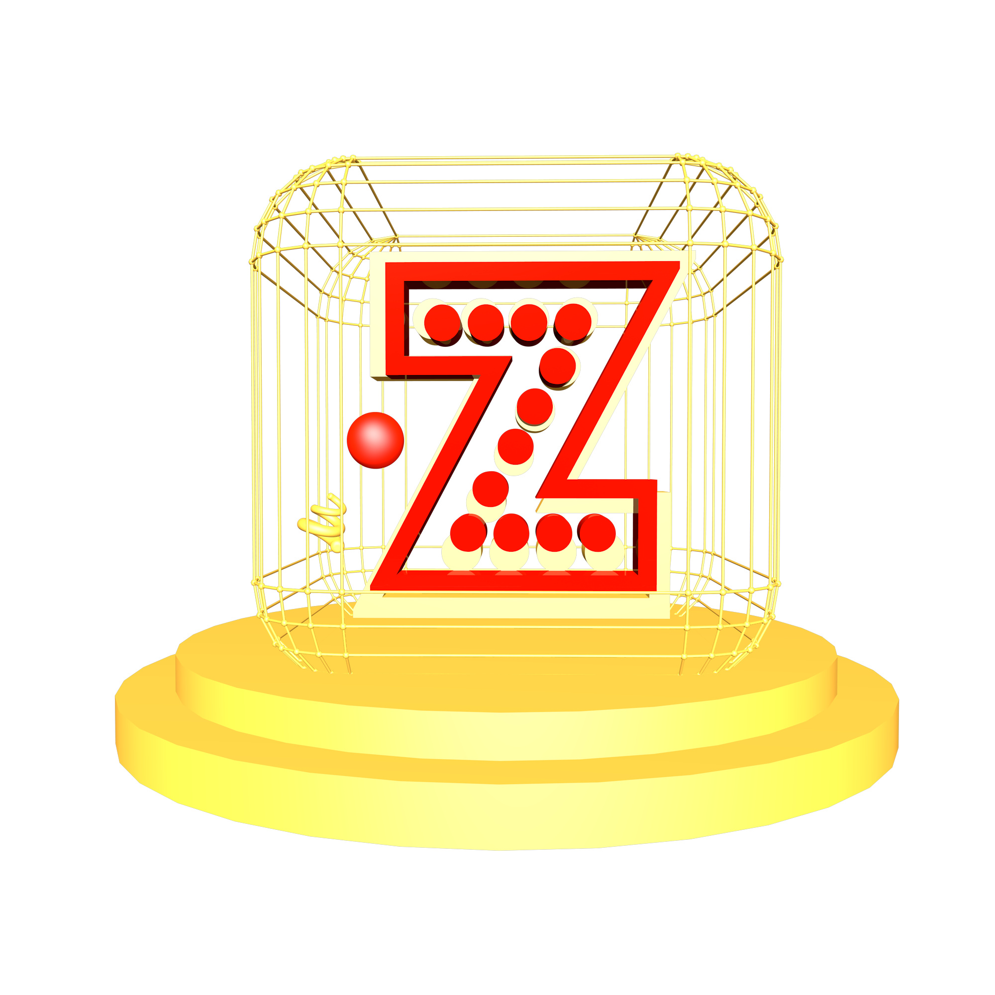 C4D红金色大气质感舞台字母Z图片