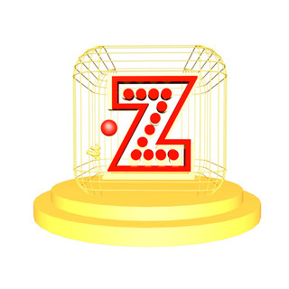 创意z海报模板_C4D红金色大气质感舞台字母Z