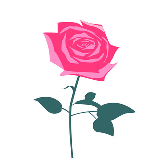 玫瑰粉红盛开卡通可爱矢量元素