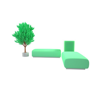 写实树木海报模板_绿色家装沙发装饰
