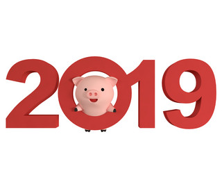 2019猪年立体海报模板_c4d立体2019字体