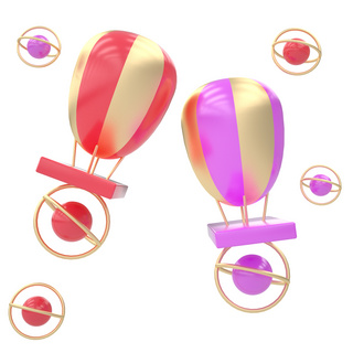 卡通热气球粉色海报模板_节日热气球卡通c4d免费下载